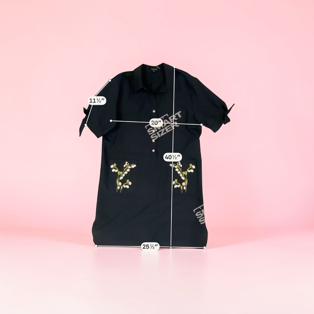 Rickie Freeman for Teri Jon Navy Dress with Floral Embroidery - Picture 3 of 8